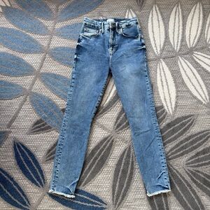 Good American Women’s High Waist Cropped Skinny Fringe Hem Jeans‎ Size 4/27